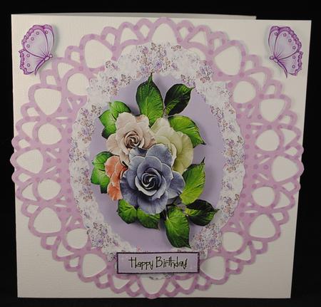Pretty Lilac/pink Roses in Floral Frame by Yvonne Middleton