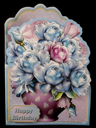 Pot of Blue Roses Shaped Card Mini Kit by Yvonne Middleton