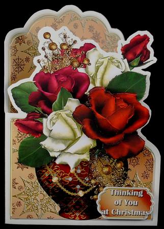 Pot of Christmas Roses Shaped Card Mini Kit by Yvonne Middleton