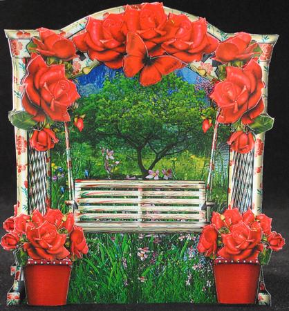 Beautiful Red Rose Garden Swing Card Kit by Yvonne Middleton