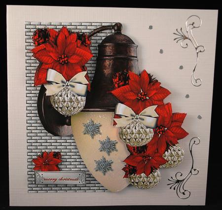 Christmas Lantern, Poinsettias & Baubles by Yvonne Middleton