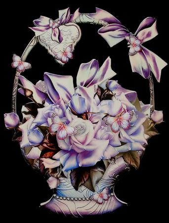 Soft Purple Roses Basket by Yvonne Middleton