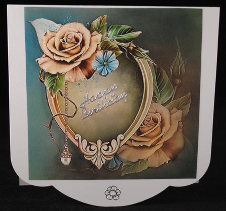 Roses and Pearl Framed Card Topper by Yvonne Middleton