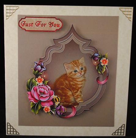 Sweet Ginger Kitten Card Topper by Yvonne Middleton