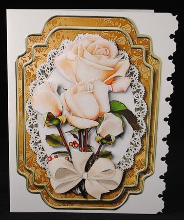 Lovely Cream Roses on Lace and a Double Mat by Yvonne Middleton