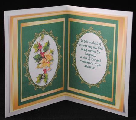 A5 Incert Holly and Christmas Rose . Green  by Yvonne Middleton
