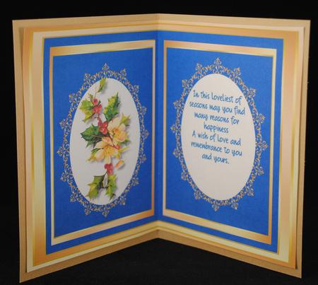 A5 Incert Holly and Christmas Roses , Blue by Yvonne Middleton