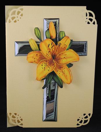 Sympathy Cross Golden Lily by Yvonne Middleton