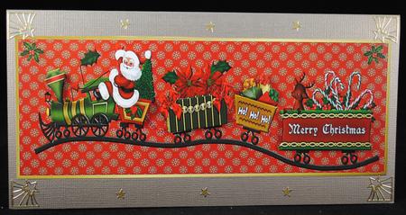 Santa's Train Large Dl with Decoupage & Tags by Yvonne Middleton