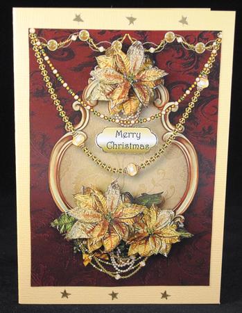 Golden Poinsettias Christmas - Burgandy by Yvonne Middleton