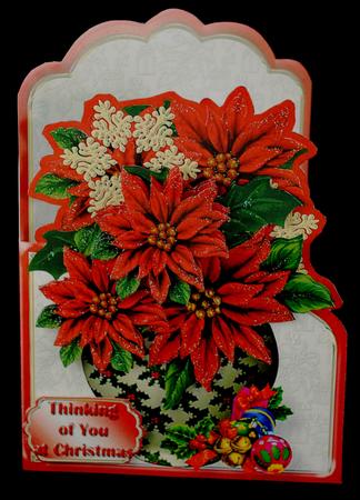 Pot of Holly and Poinsettias Shaped Card Mini Kit by Yvonne Middleton