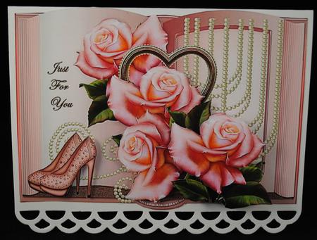 Book & Pink Satin Roses.pearls and Shoes by Yvonne Middleton