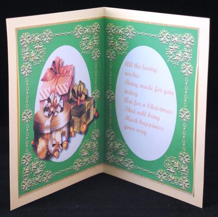 A5 Incert Christmas Gifts with Verse in Green by Yvonne Middleton