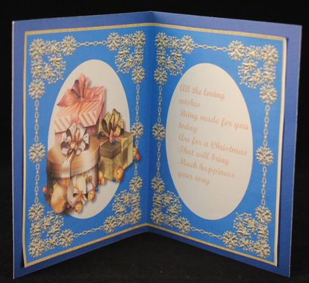 A5 Incert Christmas Gifts with Verse in Blue by Yvonne Middleton