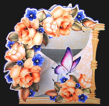 Hourglass Card with Apricot Roses Mini Kit by Yvonne Middleton
