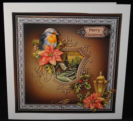 Card Topper 7.5 x 7.5 Christmas Rose by Yvonne Middleton