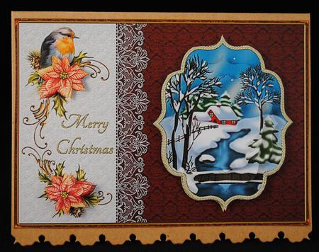 Christmas Robin and Poinsettia by Yvonne Middleton
