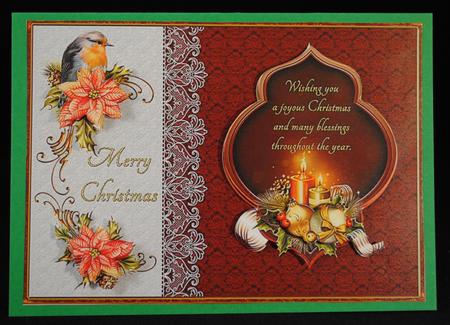 Christmas Verse Robin and Poinsettia by Yvonne Middleton