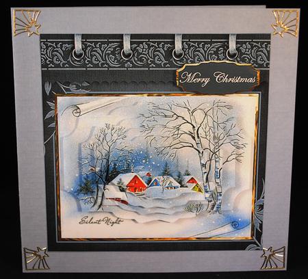 Silent Night Hamlet Card and Shaped Layers by Yvonne Middleton