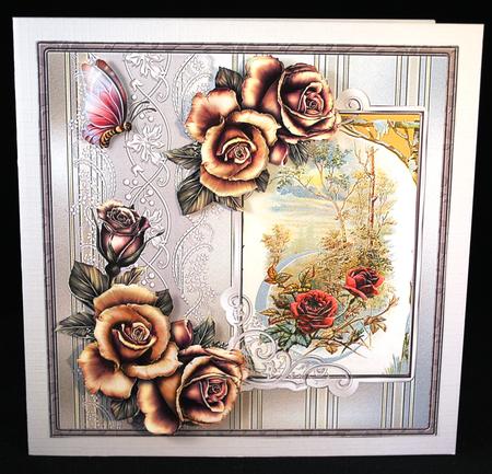 Country Rose Card with Decoupage by Yvonne Middleton