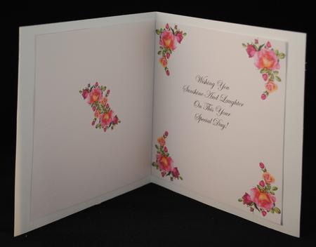 8 x 8 Card Insert "roses & Tulips" on Peach with Verse by Yvonne Middleton