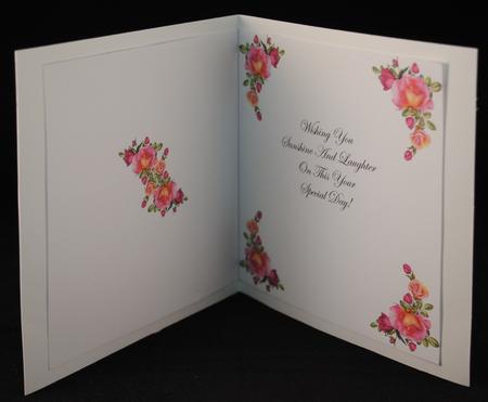 8 x 8 Card Insert "roses & Tulips" on White with Verse by Yvonne Middleton