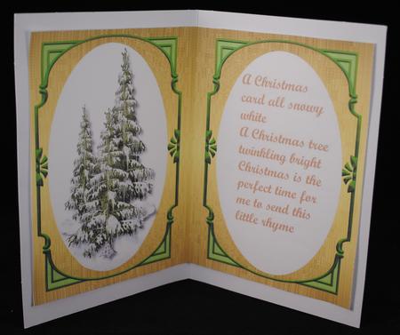A5 Incert with Verse and Christmas Trees in Green  by Yvonne Middleton