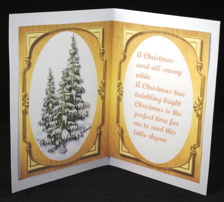 A5 Incert with Verse and Christmas Trees in Light Gold  by Yvonne Middleton