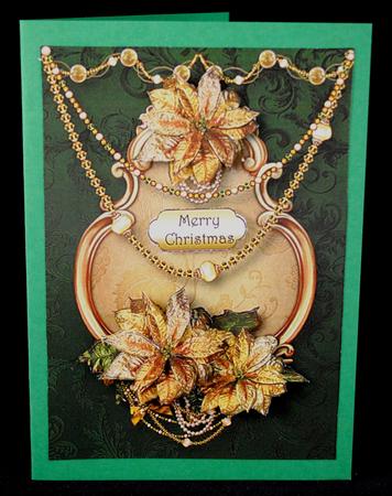 Golden Poinsettias Christmas - Green by Yvonne Middleton