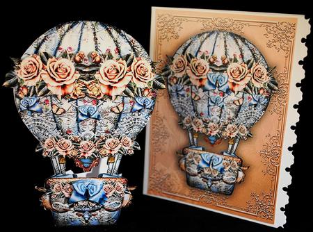 Beautiful Blue Vintage Hot Air Balloon by Yvonne Middleton