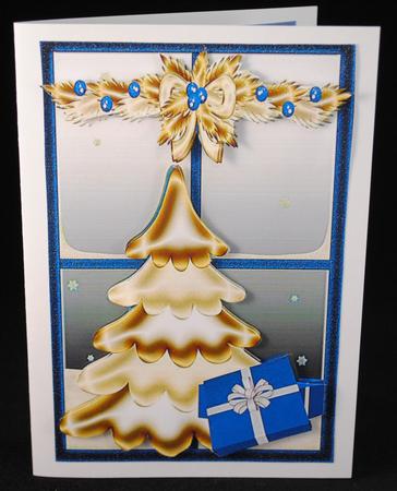 Gold Tree with Blue Window, Card & Insert by Yvonne Middleton
