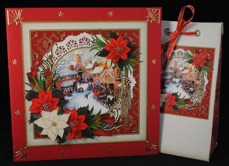 8x8 Vintage Christmas Scene with Poinsettias Mini Kit by Yvonne Middleton