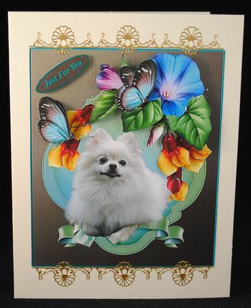 Pomeranian and Flowers with Decoupage by Yvonne Middleton