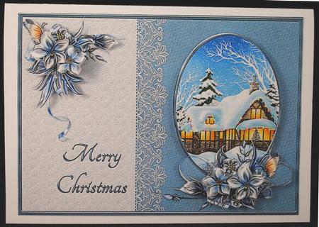 Christmas Scene with Flowers and Lace by Yvonne Middleton