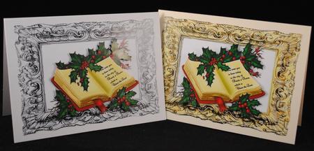 Holly and Bible Card Fronts in Silver/gold Frames by Yvonne Middleton