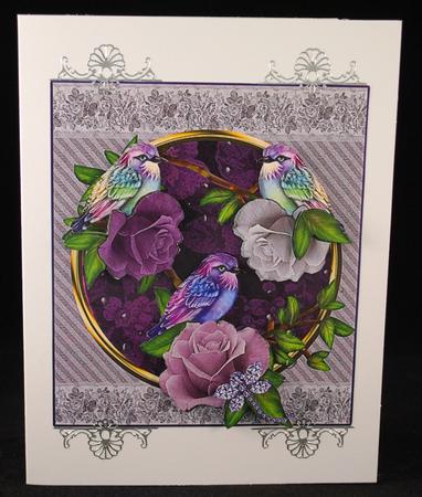 Purple Rose Card Topper with Decoupage by Yvonne Middleton