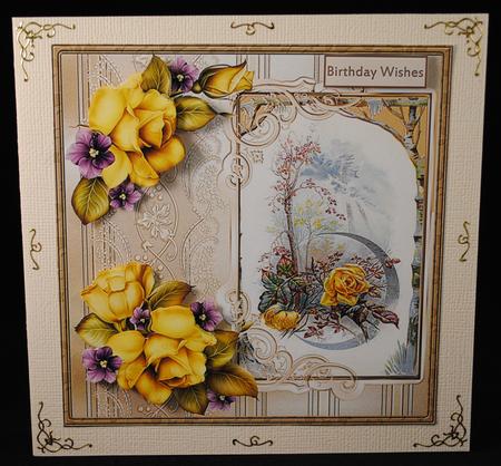 Yellow Rose Card with Decoupage by Yvonne Middleton
