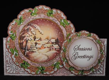 Snowy Village Christmas Double Doily Card Mini Kit by Yvonne Middleton