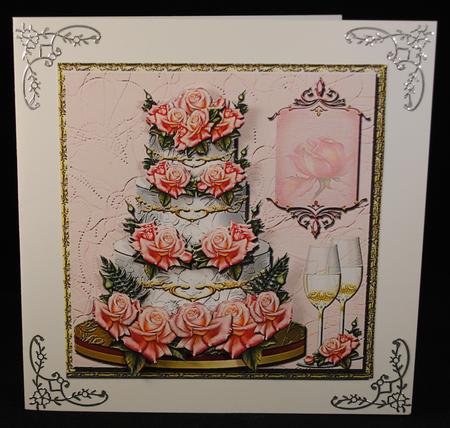 Pink Roses Wedding Cake by Yvonne Middleton