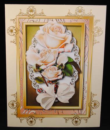 Beautiful Roese on Lace and Gold Frame  by Yvonne Middleton