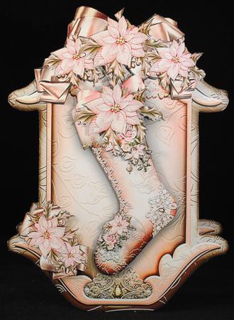 Christmas Stockings with Soft Rose Poinsettias by Yvonne Middleton