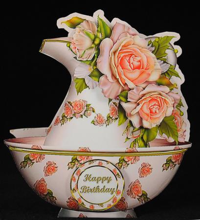 Dusky Roses Jug and Bowl Card Mini Kit by Yvonne Middleton