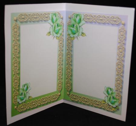 A5 Blank Incert with Green Roses  by Yvonne Middleton