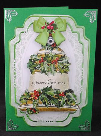 Vintage Christmas Bell on Lace with Holly by Yvonne Middleton