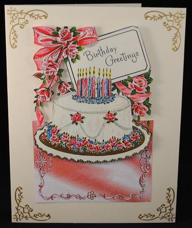 Iced Birthday Cake with Roses Over the Edge Card by Yvonne Middleton