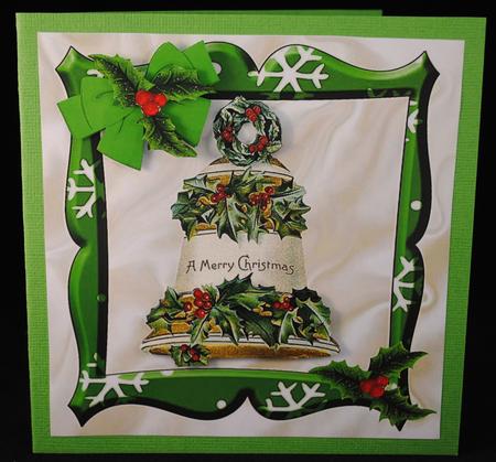 Christmas Bell with Holly & Bow 8x8 by Yvonne Middleton