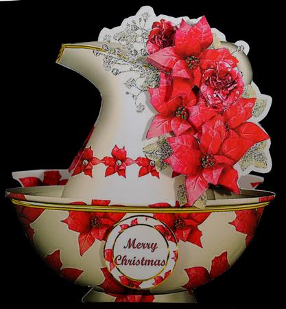 Christmas Poinsettias Jug and Bowl Card Mini Kit by Yvonne Middleton