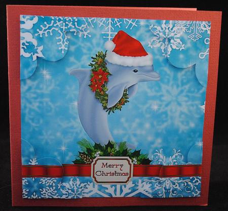 Santa Dolphin with Wreath Quadro Petal Corner Stacker by Yvonne Middleton