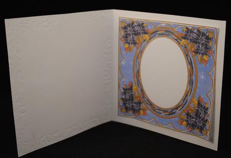 Black Poinsettia Blue 7in Ribbon Oval Insert Panel by Yvonne Middleton