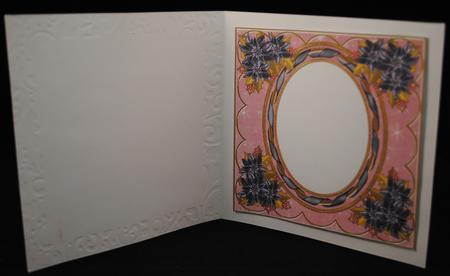 Black Poinsettia Dpink 7in Ribbon Oval Insert Panel by Yvonne Middleton